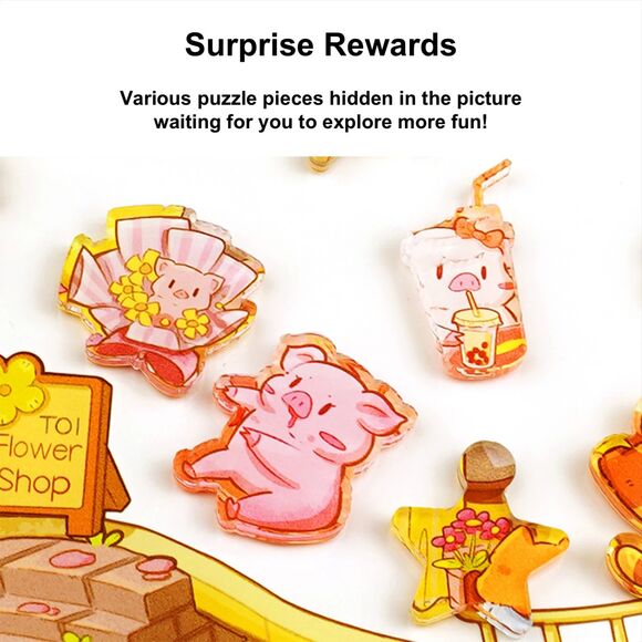 Sweet Core Series Smooth Sailing with the Piggy Irregular Acrylic Puzzle - Picture 3 of 4